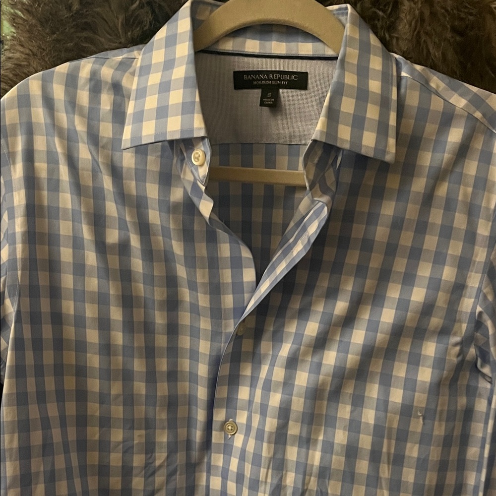 Banana Republic Light Blue Gingham Men's Shirt